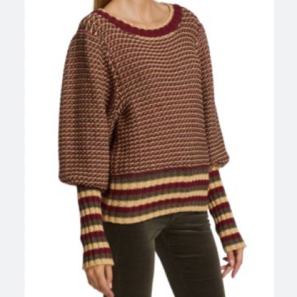 Ramy Brook Red and Cream Striped Sweater - Picture 2 of 6